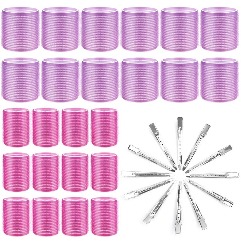 Cludoo Hair Curlers Rollers, 36Pcs Jumbo Big Hair Roller Sets with Stainless Steel Duckbill Clip, 2 Size Self Grip Hair Curlers Rollers for Long Medium Short Thick Fine Thin Hair Bangs Volume - Image 1